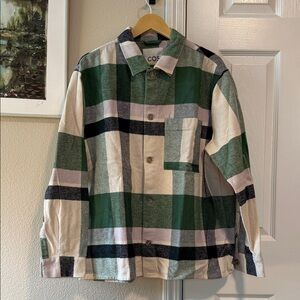 COS Men's Green Plaid Shirt Jacket